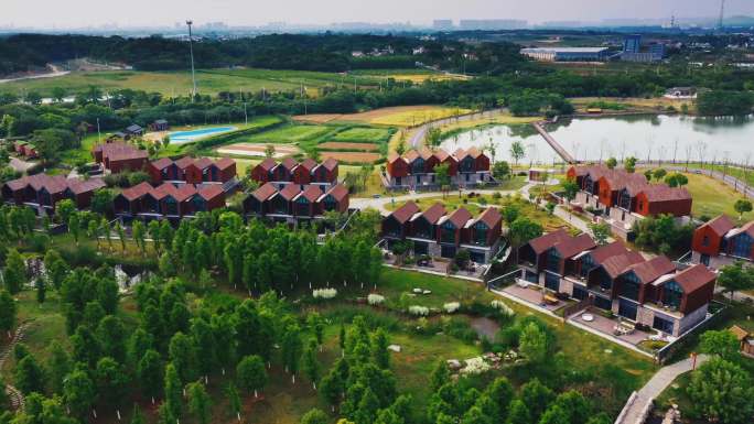 南京江宁云水涧航拍美丽乡村