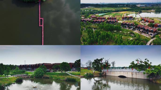 南京江宁云水涧航拍美丽乡村