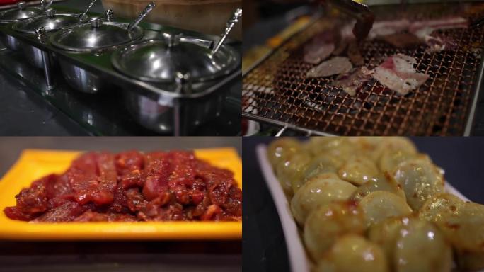 烤肉炭火烤肉视频素材食材筛网烤肉