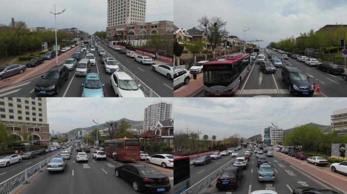 堵车假期出行拥挤红绿灯车流城市