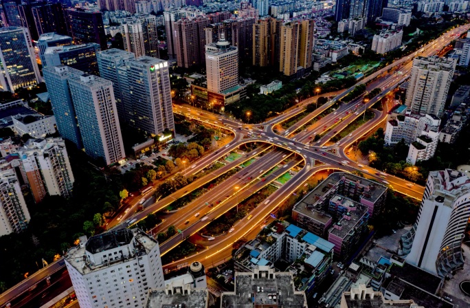 成都南二环人南立交夜景航拍延时摄影4K