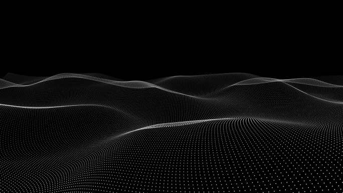 波浪运动的动画黑白抽象背景与波浪线的点