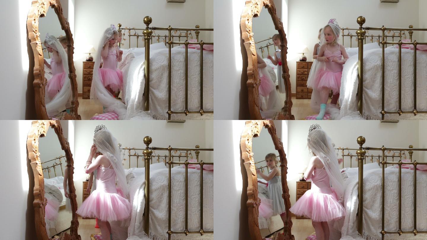 小女孩打扮卧室室内床