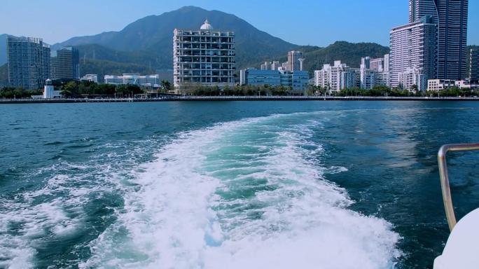 乘船观光旅游航迹浪花视频素材