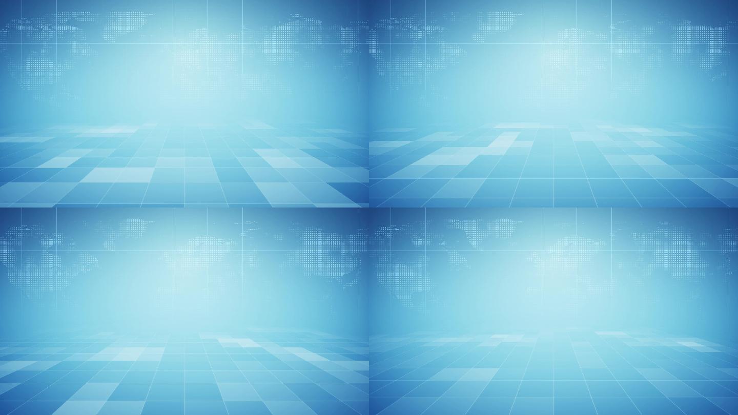 4K蓝色网格三维背景-无限循环