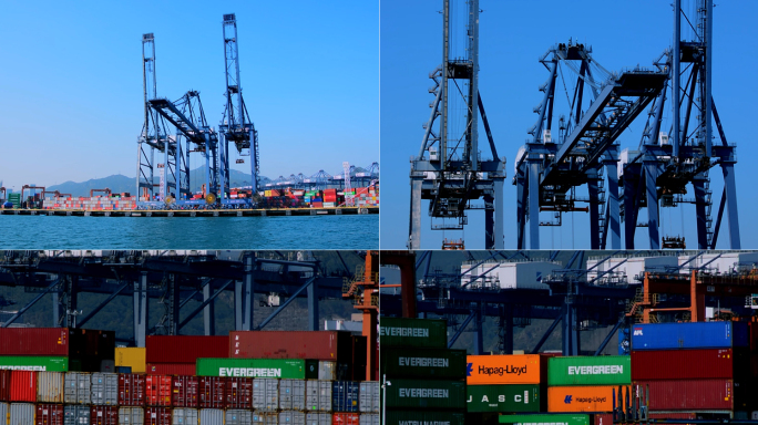 码头港口集装箱与吊架装卸视频素材