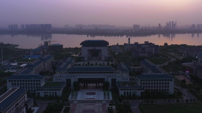 航拍晚霞武汉学院