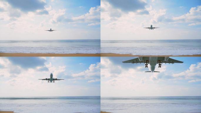 一架飞机从海面飞过