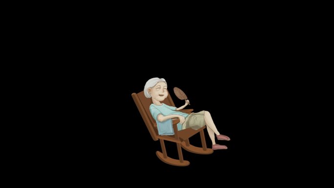 卡通外婆奶奶动画-循环透明通道