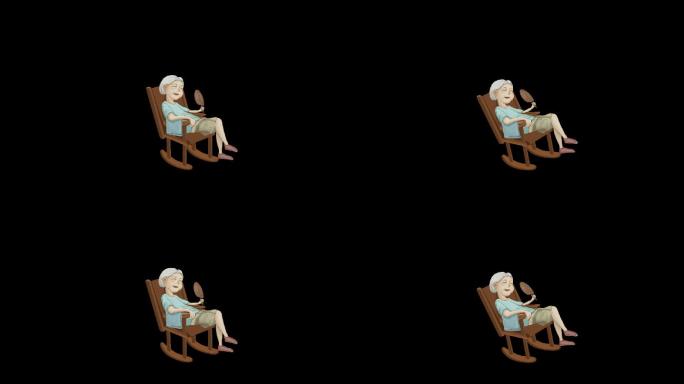 卡通外婆奶奶动画-循环透明通道