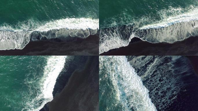 浪花航拍俯瞰俯视鸟瞰大海海景风景海水沿海