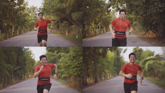 男子短跑运动员跑道户外晨跑