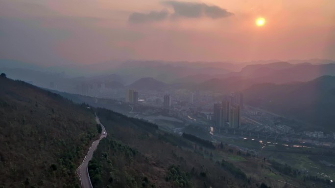 桐梓县城航拍大景空镜