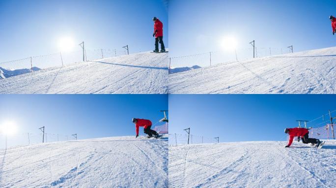 滑雪运动员在滑雪场里滑雪