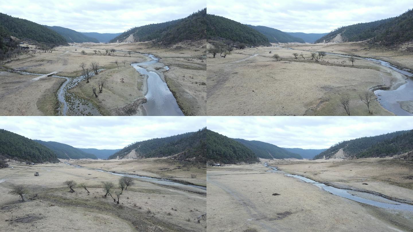 香格里拉藏区高原河流航拍