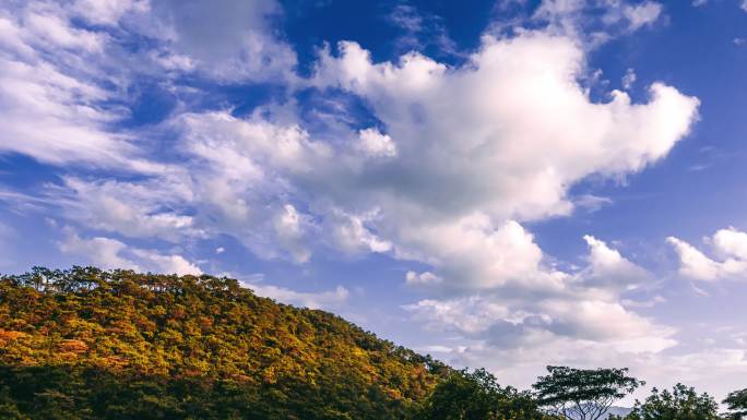 4K山头多云延时山峰夏天春天