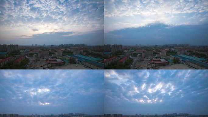 延时城市日落日转夜夕阳乌云笼罩视频素材