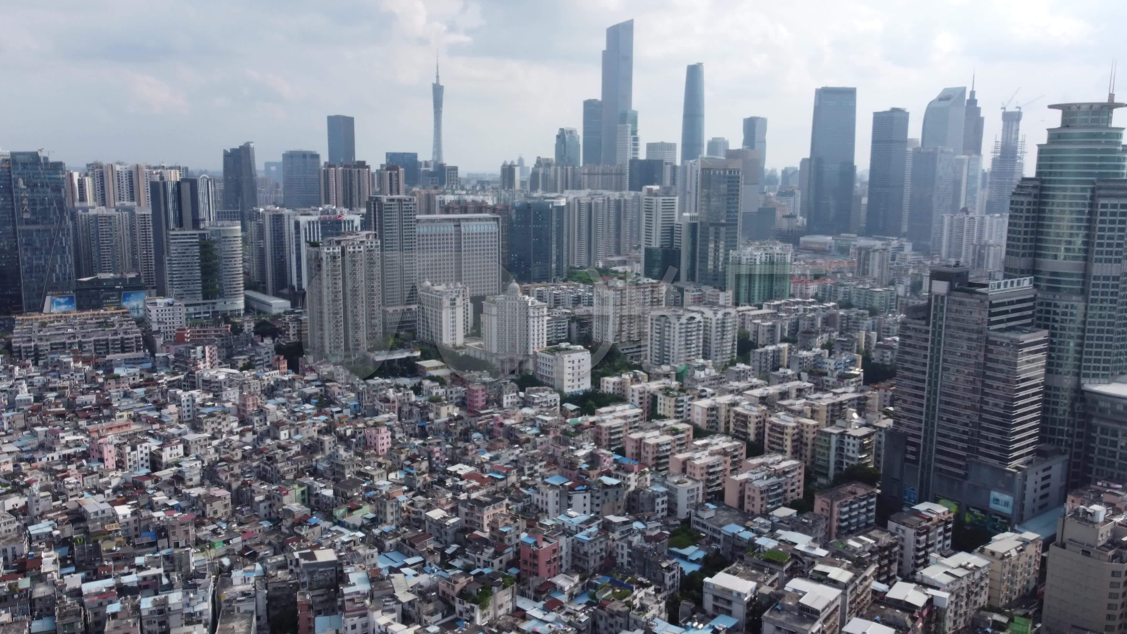航拍4k广州石牌村及周边珠江新城中轴线_3840x2160_高清视频素材下载