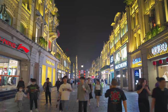 温州五马街夜景延时摄影超清城市宣传素材