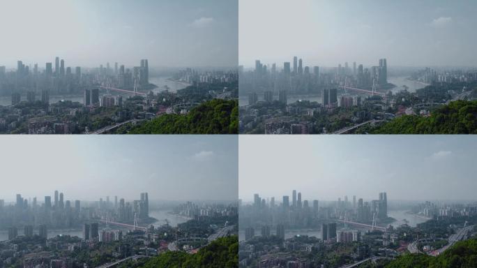 航拍重庆全景渝中区解放碑千厮门来福士长江