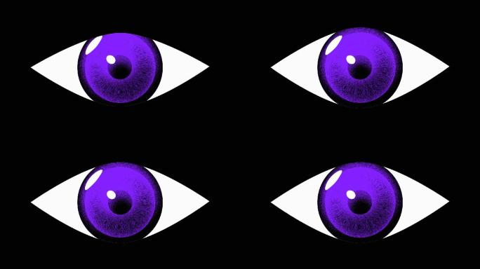 紫色眼睛闪眼动画视频素材