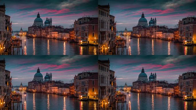 威尼斯大运河和圣玛丽亚教堂