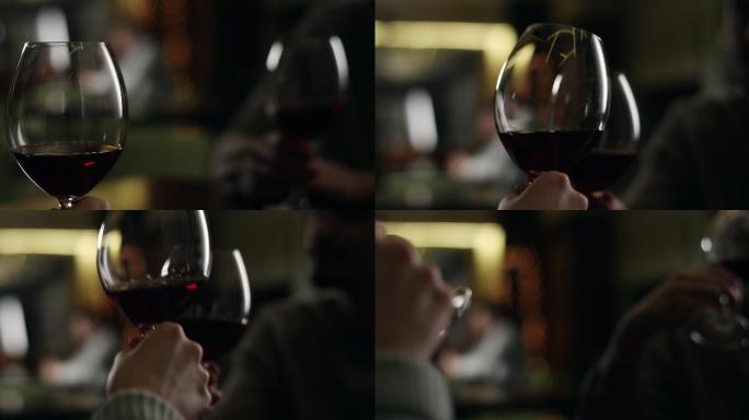 喝红酒碰杯葡萄酒浪漫约会