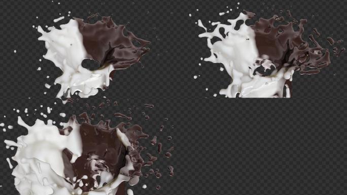 4K奶油巧克力水流飞溅-带通道