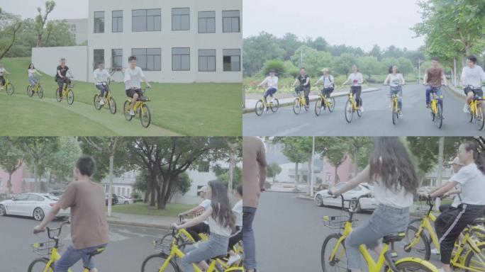 学生校园骑自行车
