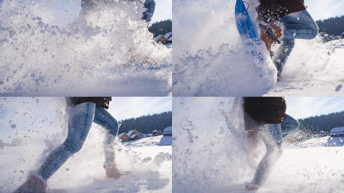 雪中奔跑冬奥会滑雪板体育