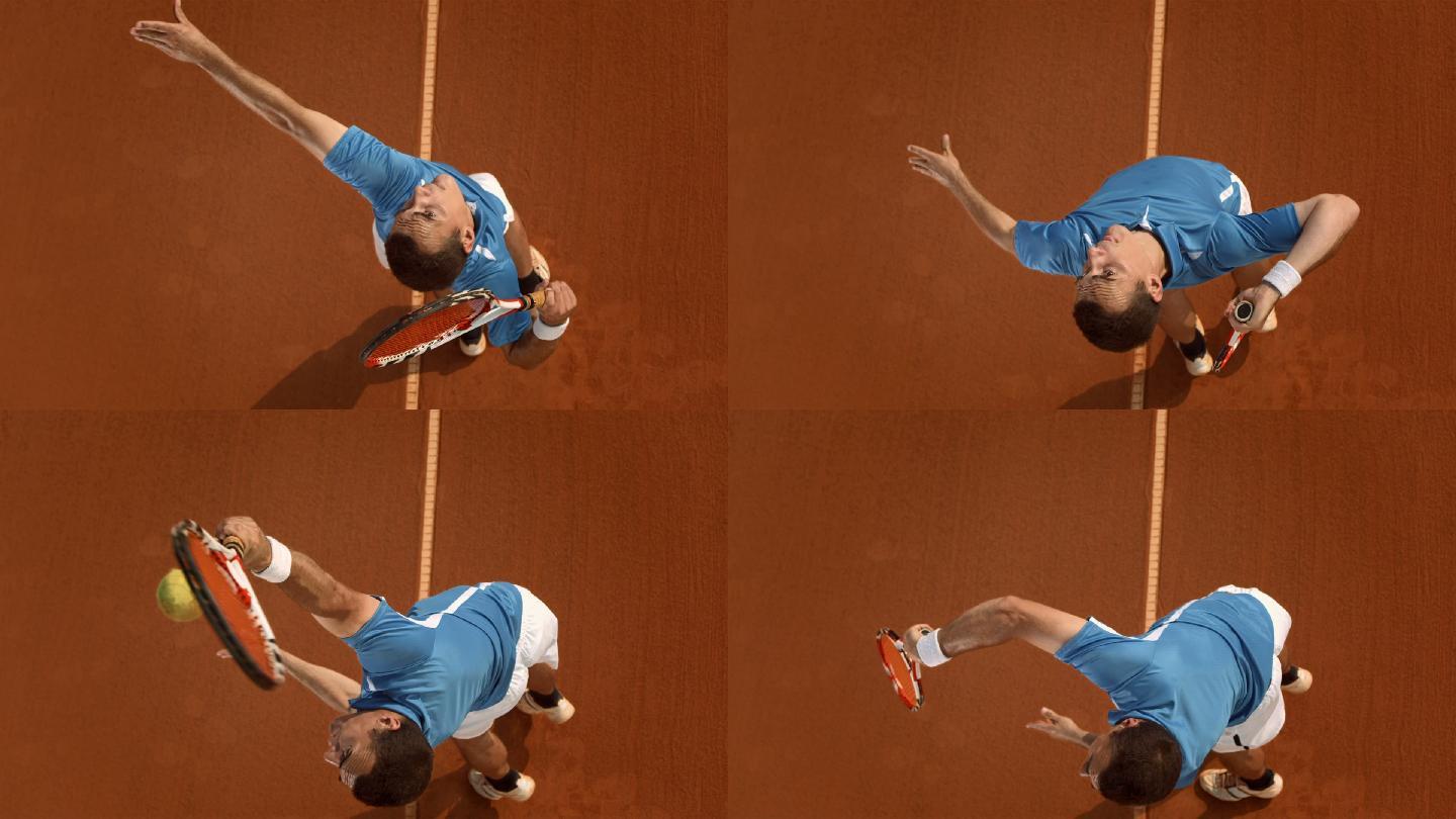 网球运动员发球的特写镜头