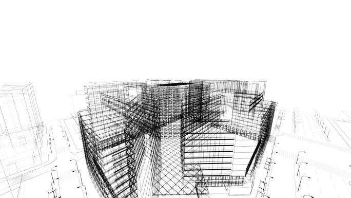 三维建筑线框模型新建规划城市景观