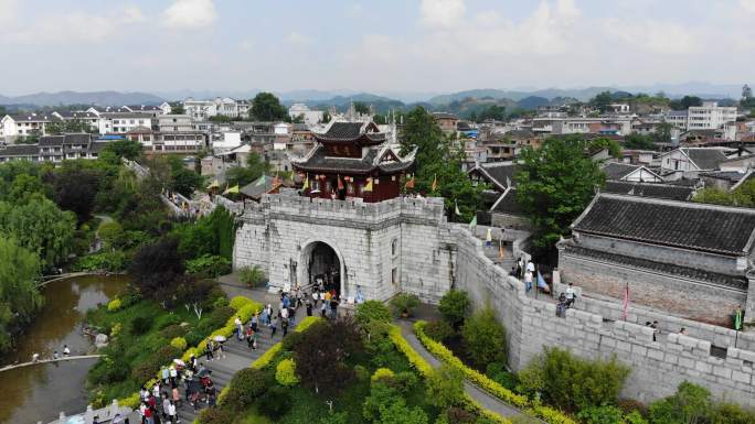 贵阳青岩古镇夏季航拍全景01