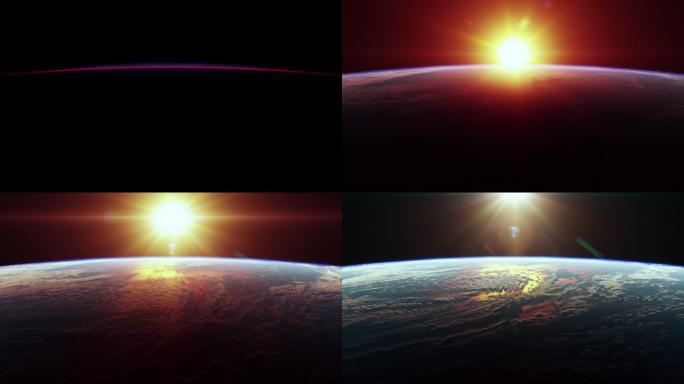 从太空看日出地球昼夜交替