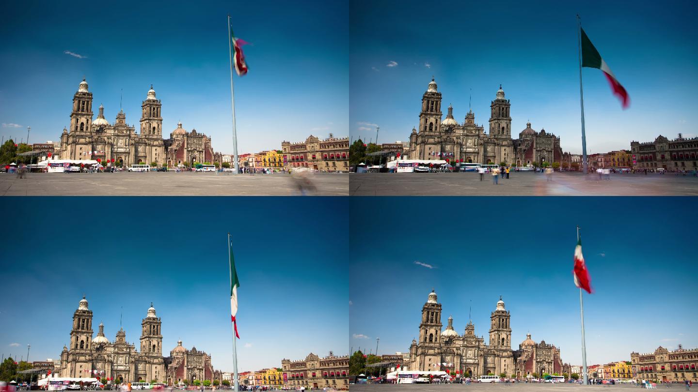 墨西哥城大教堂国际都市延时墨西哥城市建设