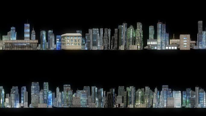 科技感城市大楼穿梭移动动画带通道
