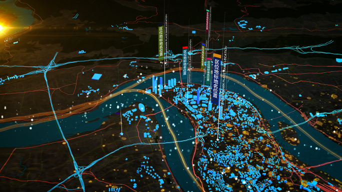 E3d重庆4K城市建筑模型地图区位分析