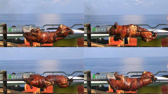 海边的猪肉烧烤