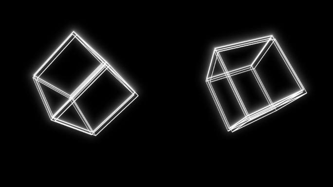 正方形三维旋转水立方立方体边框