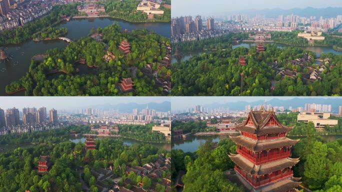 重庆市璧山区秀湖公园城市公园航拍4K