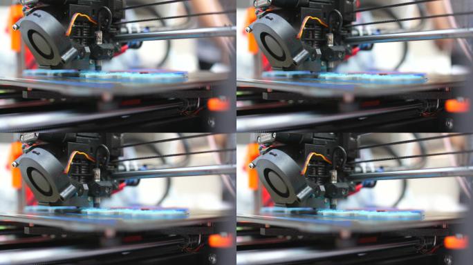 3D打印机，特写镜头。
