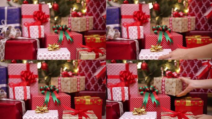 圣诞节礼物堆礼品盒抢购节素材庆典活动通道