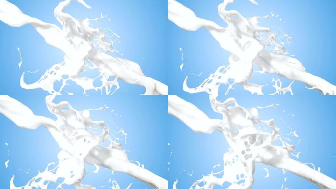 慢动作牛奶飞溅冲撞碰撞流体
