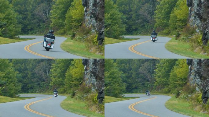 骑摩托车山区山路连续弯道环山路