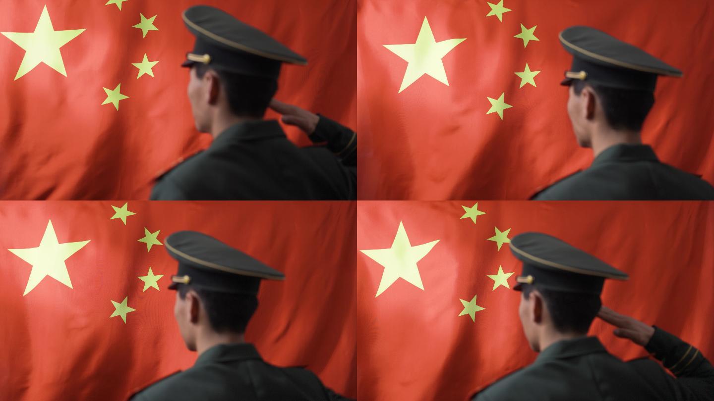4K军人向国旗敬礼视频素材