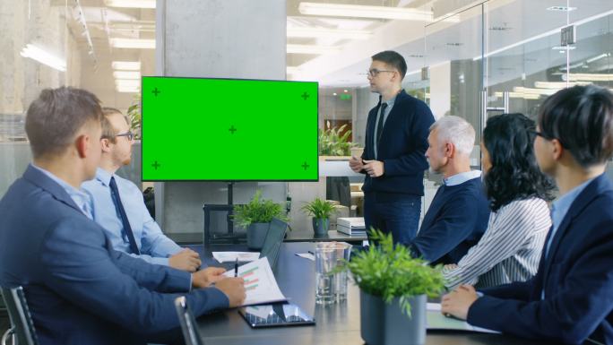 商务会议绿屏绿幕跟踪合成后期素材