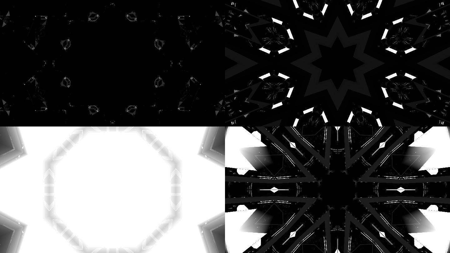 4K抽象黑白3D形状VJ动画