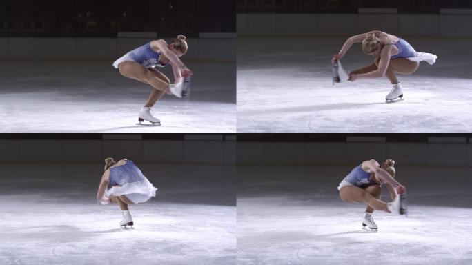 花样滑冰运动员冰上运动花滑比赛优雅舞姿
