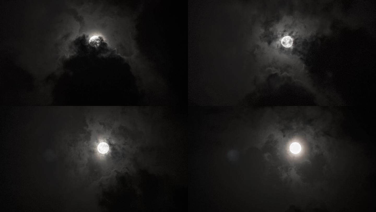 4K深夜天空中明亮的月亮视频素材