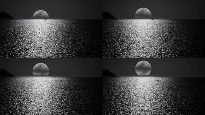唯美夜晚海面月亮月光
